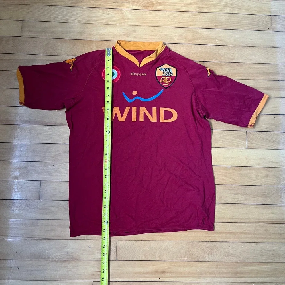 Kappa AS Roma Home Jersey Maroon Orange Wind Sponsor Soccer Shirt Mens XL - Picture 3 of 4